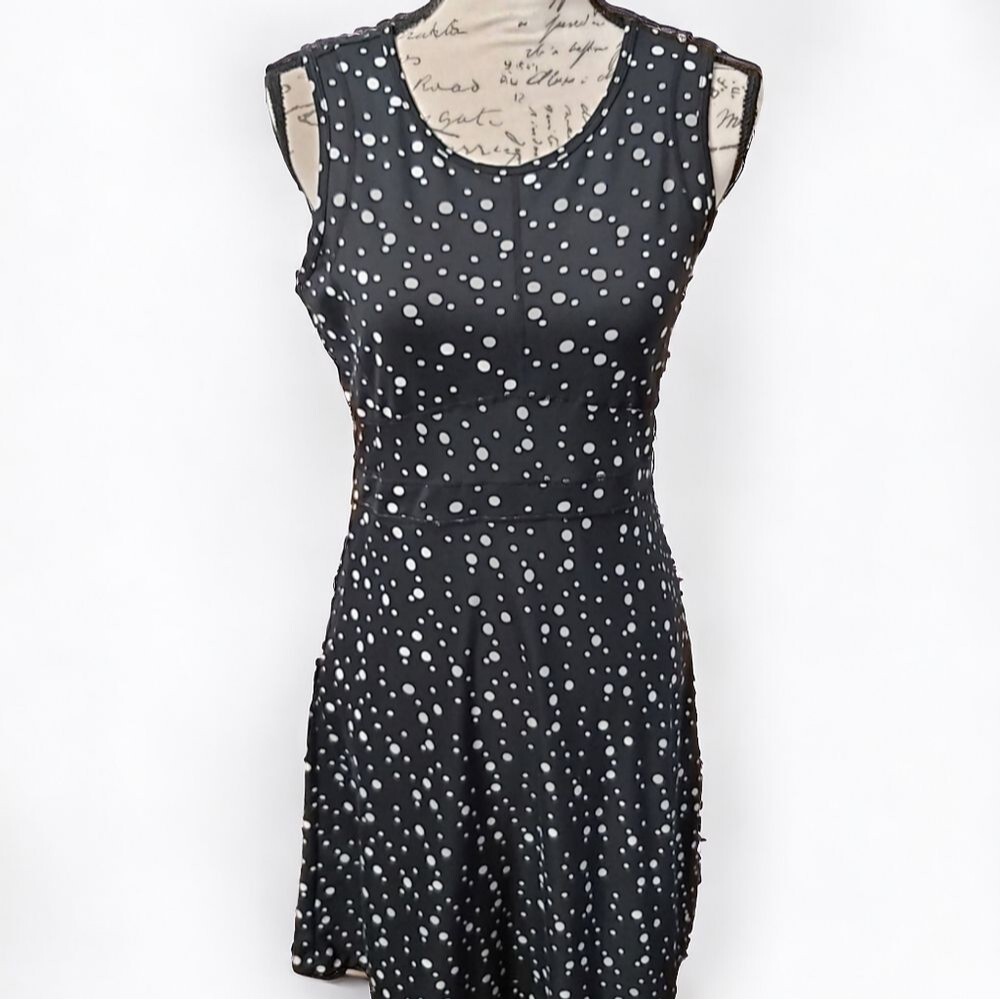 Title Nine Black White Polka Dot Buttah Dress Women Size Small Outdoors